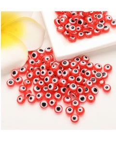KASTWAVE Evil Eye Beads 200pcs Red Round Evil Eye Handmade Resin Beads Charms Round Evil Eye Spacer Beads Handmade Beads for DIY Jewelry Bracelet Earring Necklace Craft Making  - Image 5