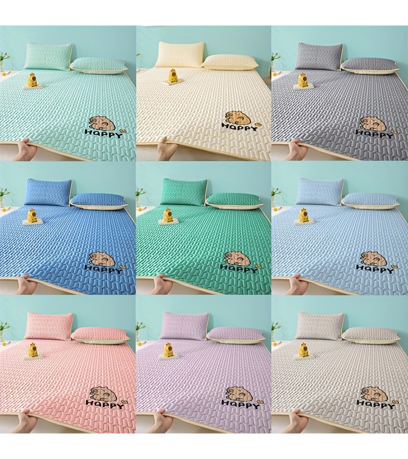 1 Pc Simple Solid Color Breathable Cooling Mat Premium Gray Capibara Print 70 87 By 78 74 Inches No Pillowcase Cool Comfortable Summer For Hot Sleepers Durable Hotel Bedroom Dormitory Home Use - Image 2