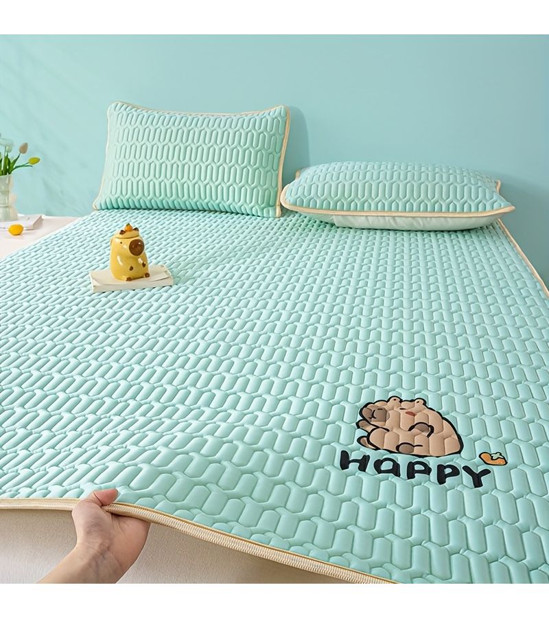 1 Pc Simple Solid Color Breathable Cooling Mat Premium Gray Capibara Print 70 87 By 78 74 Inches No Pillowcase Cool Comfortable Summer For Hot Sleepers Durable Hotel Bedroom Dormitory Home Use - Image 3