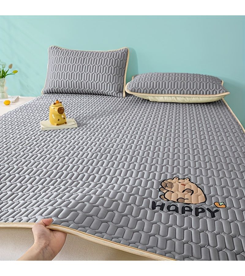1 Pc Simple Solid Color Breathable Cooling Mat Premium Gray Capibara Print 70 87 By 78 74 Inches No Pillowcase Cool Comfortable Summer For Hot Sleepers Durable Hotel Bedroom Dormitory Home Use - Image 5