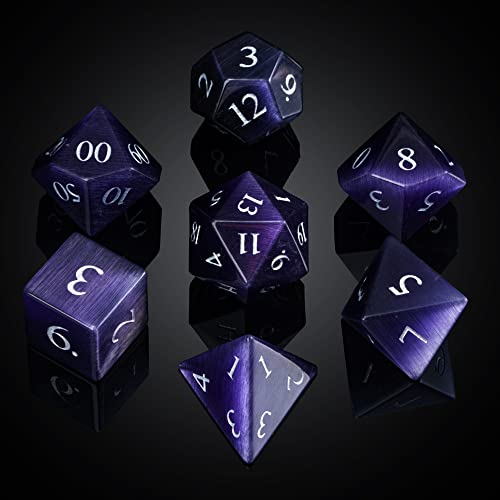 UDIXI Gemstone DND Dice Set 7PCS Cats Eye Stone DD Polyhedral Dice for Role Playing Tabletop Games - Image 1