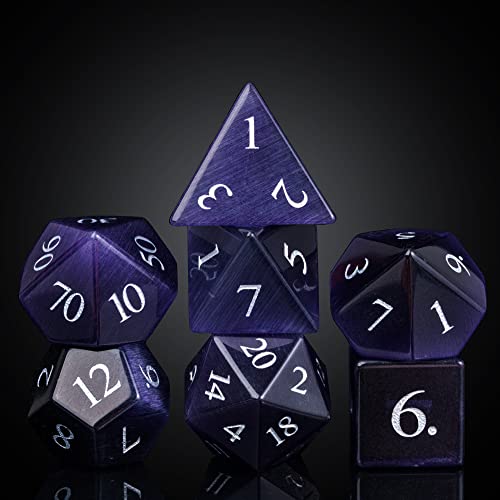 UDIXI Gemstone DND Dice Set 7PCS Cats Eye Stone DD Polyhedral Dice for Role Playing Tabletop Games - Image 5