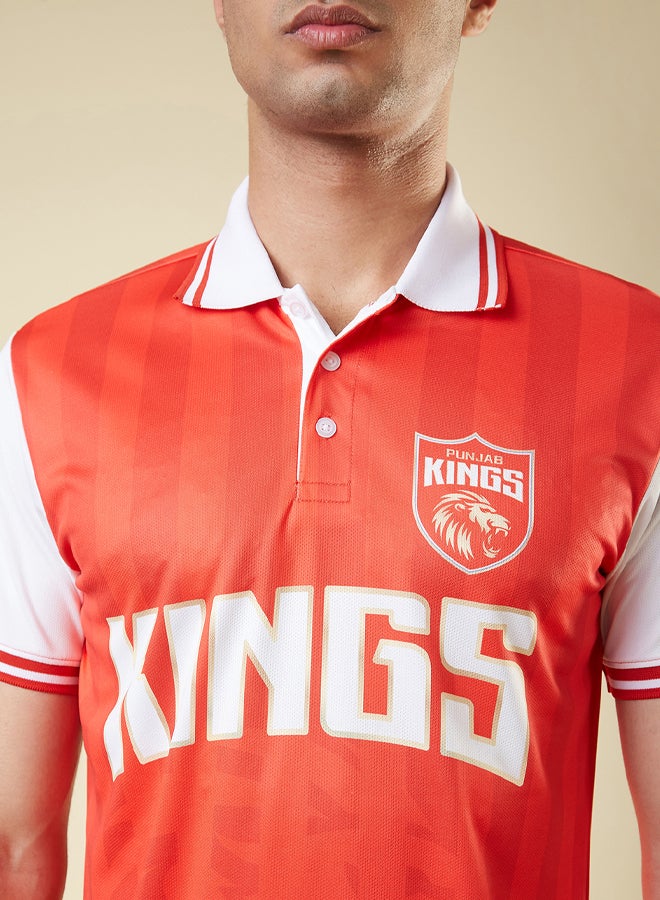 FanCode Men Red and White Colourblocked Half Sleeves Polo Collar Polyester T-Shirt  - Image 4