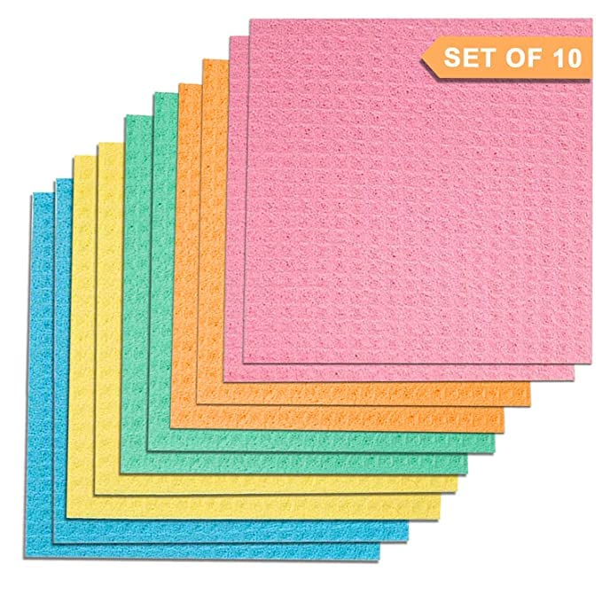Shopfleet Cellulose Cleaning Sponge for Kitchen and Home, 20 x 12 x 0.5 cm - Pack of 10 Wipes (Multicolor) - Image 1