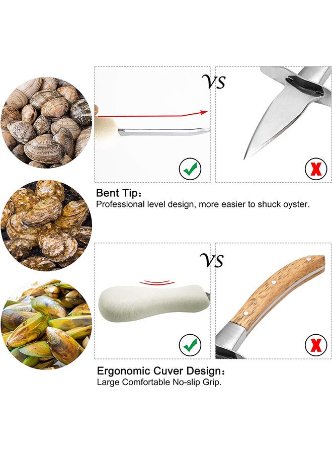 Oyster Shucking Knife - 2 Packs Oyster Knife Shucker Set Oyster Shucker Clam Knife - Seafood Opener Seafood Tools