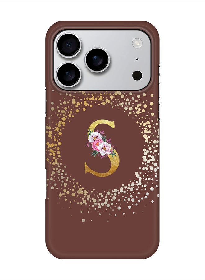Stylizedd For iPhone 17 Pro,Case, [Compatible with MagSafe] Magnetic cover Slim fit Protection Matte, - Custom Monogram Floral - S  (Brown )