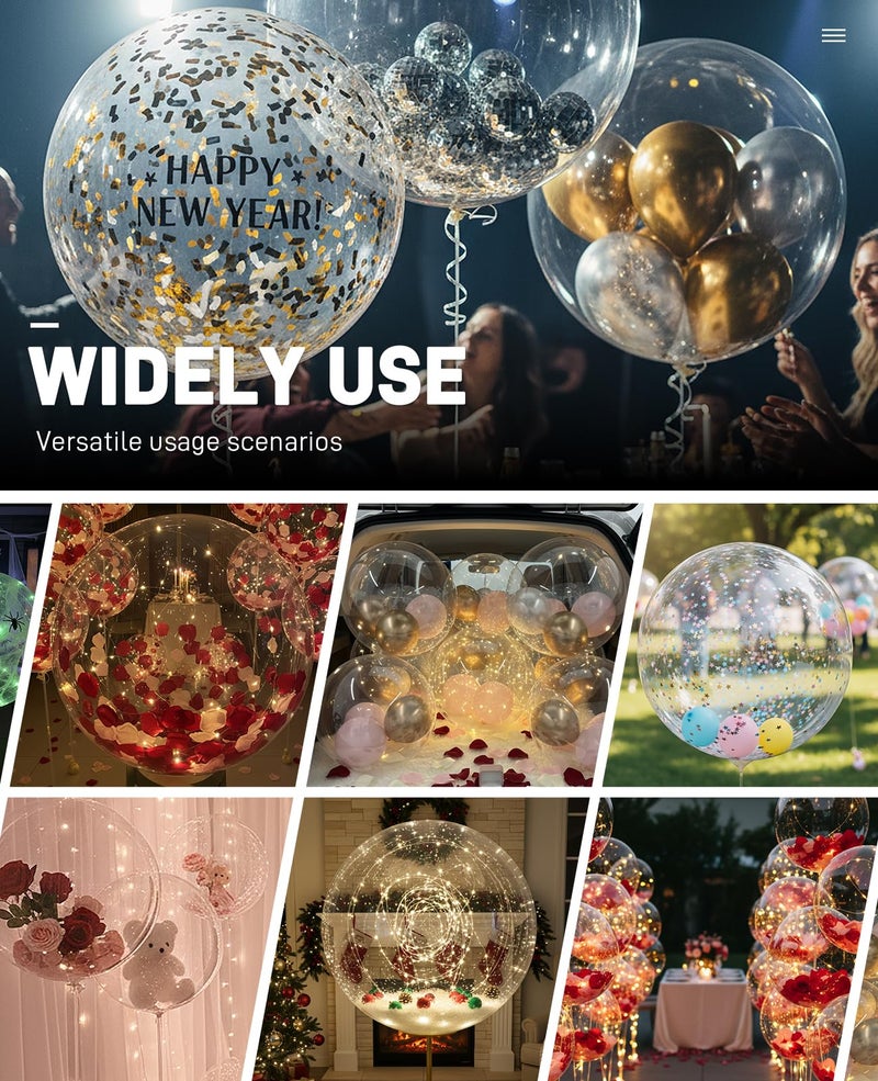 DAWZMR 15PCS 20"/30" Large Bubble Bobo Balloons set, Globos Burbuja De Pulgadas Transparente, Clear Bubbles Balloon - Image 5