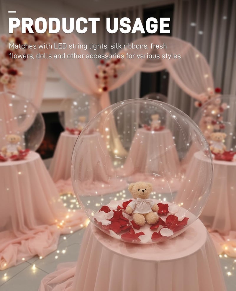 DAWZMR 15PCS 20"/30" Large Bubble Bobo Balloons set, Globos Burbuja De Pulgadas Transparente, Clear Bubbles Balloon - Image 3