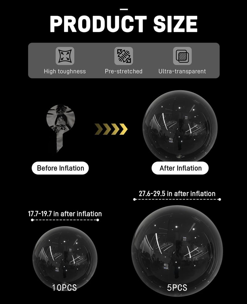DAWZMR 15PCS 20"/30" Large Bubble Bobo Balloons set, Globos Burbuja De Pulgadas Transparente, Clear Bubbles Balloon - Image 2