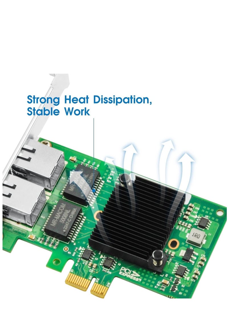 KASTWAVE - gigabit network card with intel i350 chip dual rj45 port pci express 2 1 x4 ethernet card with low profile for windows windows server linux compare to intel i350 t2 nic - Image 1
