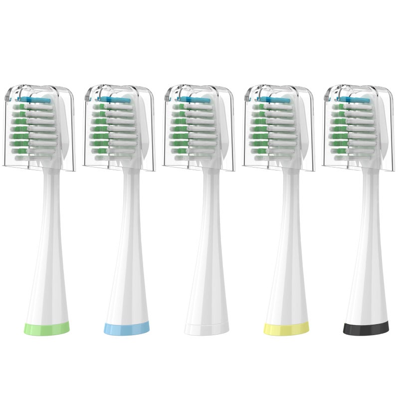 Replacement Brush Heads for Smile Bright Platinum Sonic Electric Toothbrush Soft Bristles 5Pack with Covers