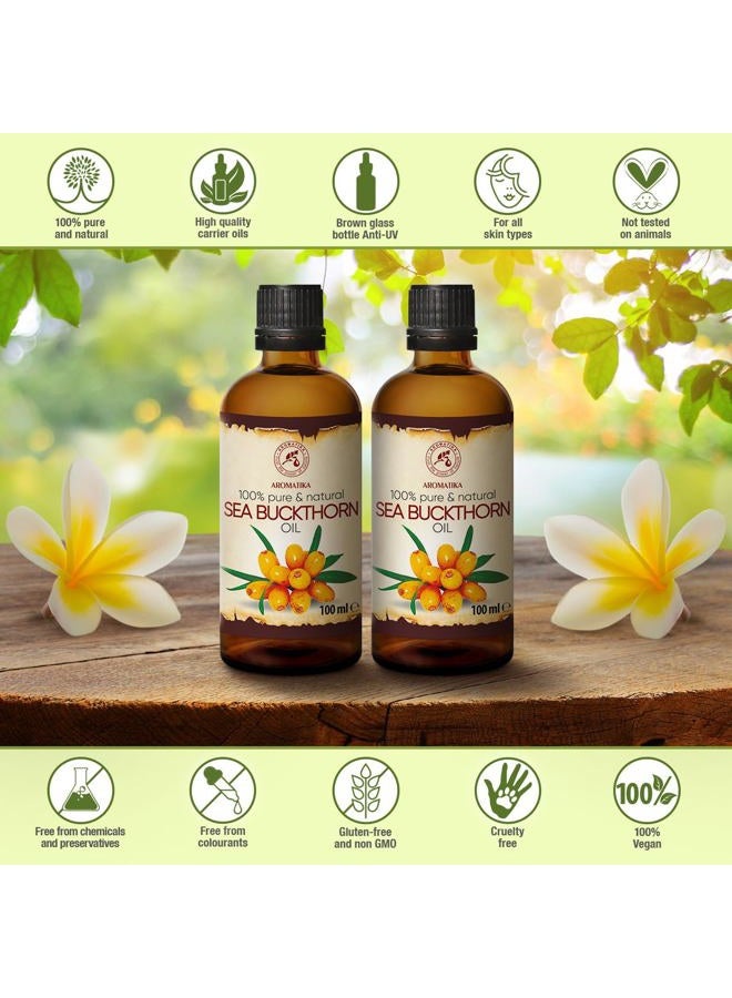 Aromatika زيت البحر النبق AROMATIKA 3.4 أونصة سائلة - نقي وطبيعي - هيبوفاي رامنويدس - زيت ناقل للزيوت الأساسية - زيت أساسي للأظافر - الشعر - العناية بالوجه والجسم - Image 3