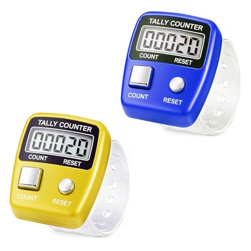 Estrenar Mini Hand Finger Ring Tally Counter for Chanting Mantra, Naam Jap Counter Digital Counting Machine for Meditation, Cricket Umpire and Various Counting Device Ring– Easy Reset Pack of 2 - Image 1