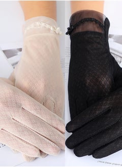 Rightsure 2 Pairs UV Protection Gloves Driving Gloves Women, Full Finger UV Gloves Sun Protection Gloves, Sunblock Gloves Non Slip UV Protection Driving Gloves Summer Outdoor Gloves for Women and Girls  - Image 1