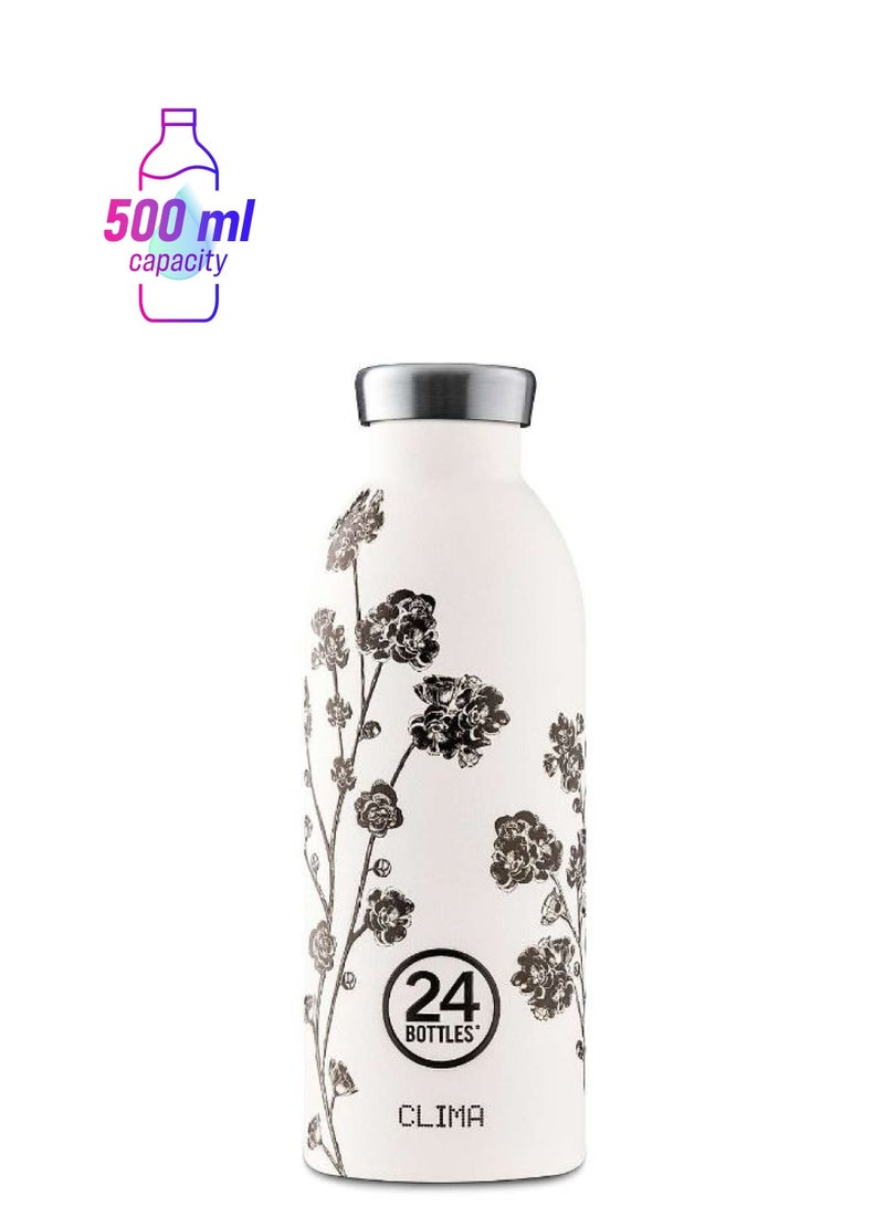 24Bottles CLIMA Bottle (500ml) Double Walled Insulated Stainless Steel Water Bottle - White/Black - Image 1