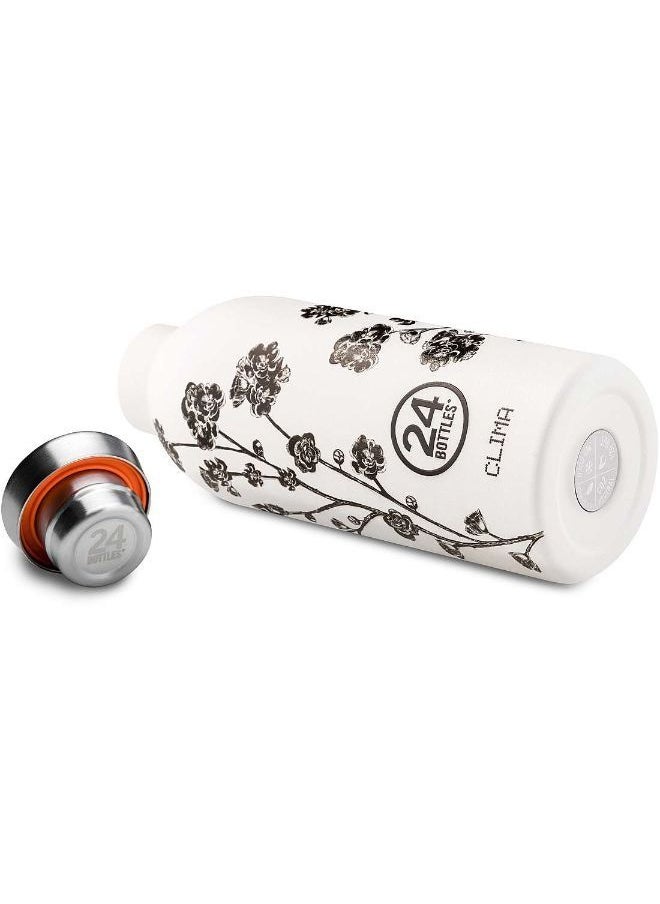 24Bottles - CLIMA Bottle (500ml) Double Walled Insulated Stainless Steel Water Bottle - White/Black - Image 1