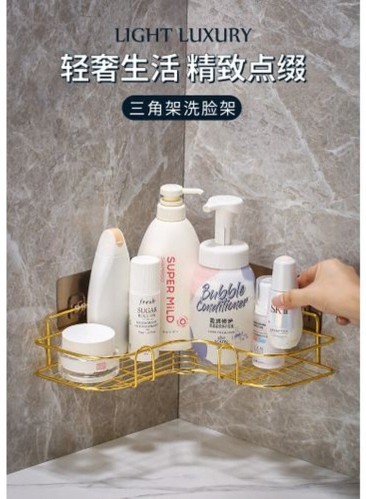 رف زاوية حمام من المعدن مع استيكر لاصق مقاوم للصدا بتصميم سله لعدم تراكم المياه بها لتنظيم الشامبوهات وجميع ملحقات الحمام.مطليه بدهان عالى الجودة(متعدد الالوان) - Image 1