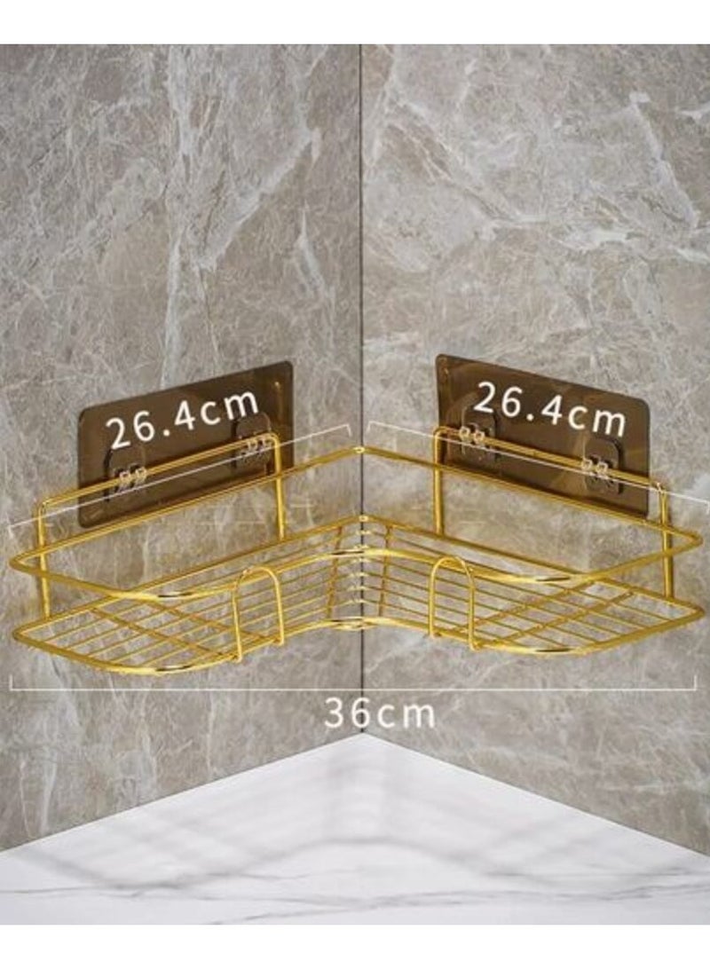 رف زاوية حمام من المعدن مع استيكر لاصق مقاوم للصدا بتصميم سله لعدم تراكم المياه بها لتنظيم الشامبوهات وجميع ملحقات الحمام.مطليه بدهان عالى الجودة(متعدد الالوان) - Image 5