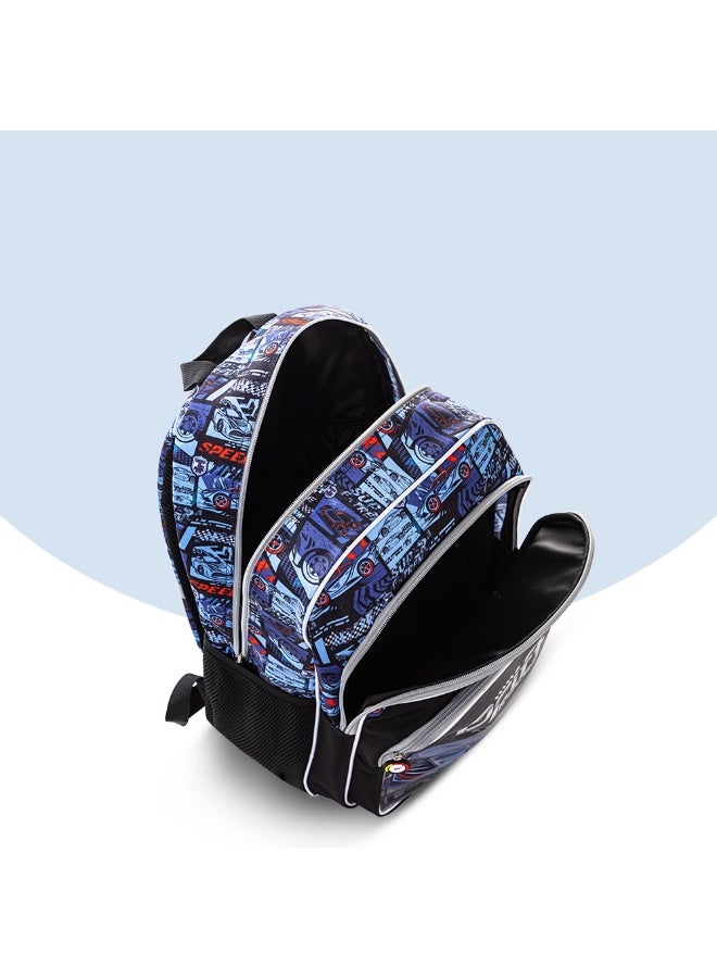 Eazy Kids 18" Set of 9 Backpack w/ 4 Wheel Trolley, Lunch Bag and Pencil Case - Car Racing - Image 4