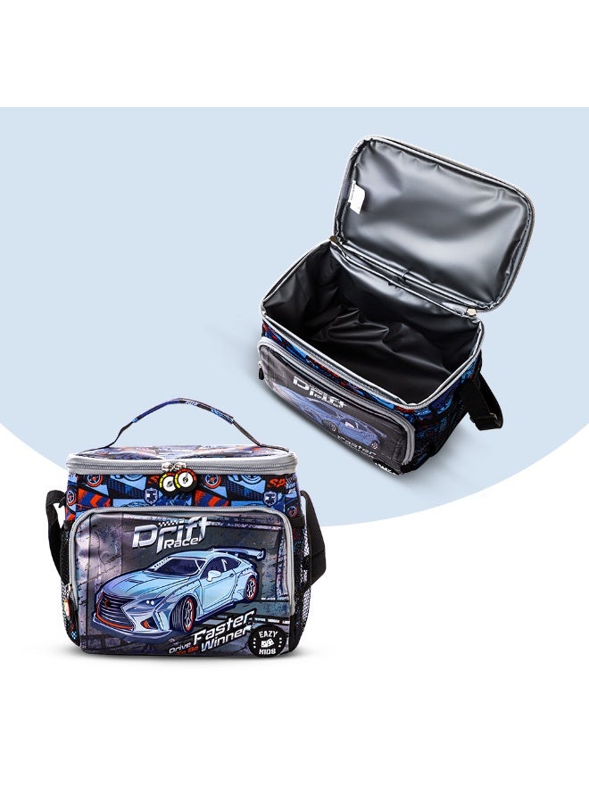 Eazy Kids 18" Set of 9 Backpack w/ 4 Wheel Trolley, Lunch Bag and Pencil Case - Car Racing - Image 5