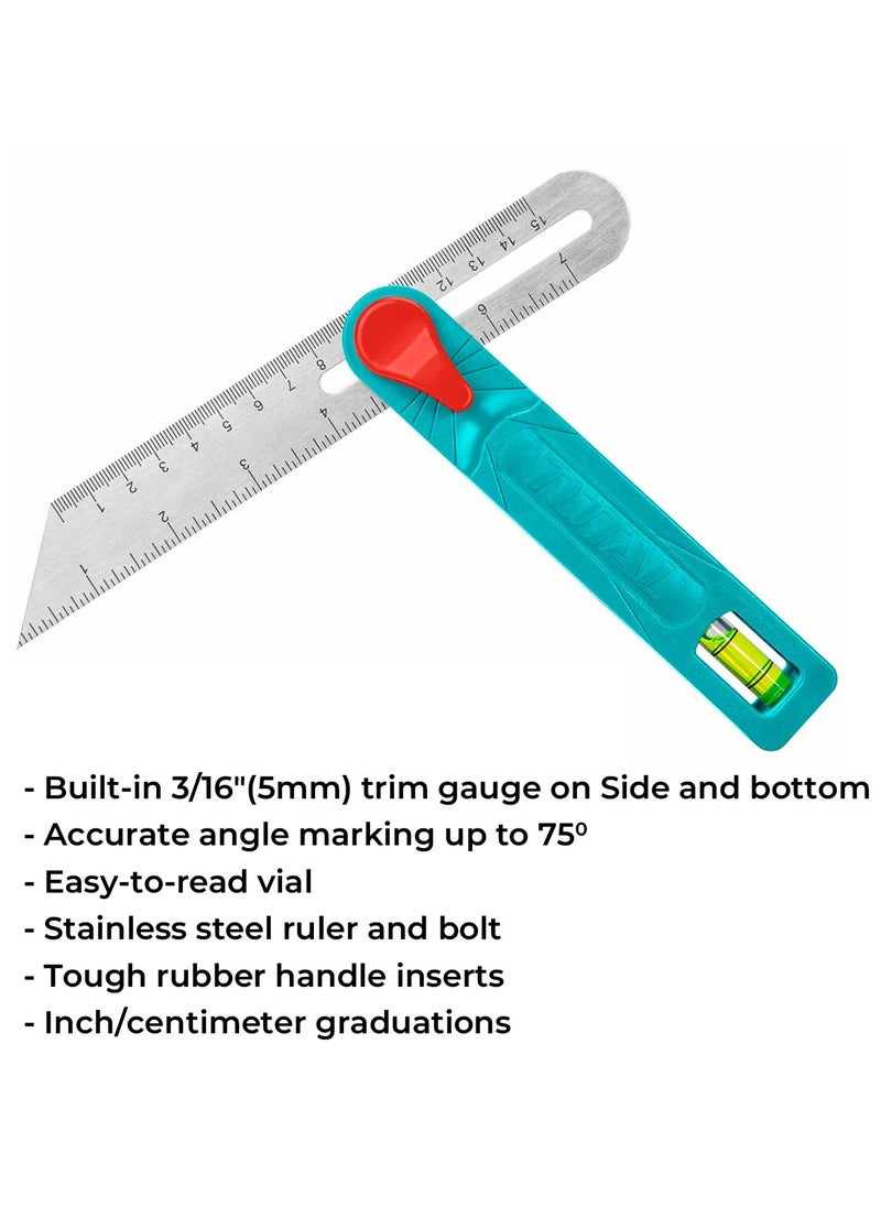 TOTAL Total Angle Square Precision Protractor and Ruler TAHS181511  - Image 3
