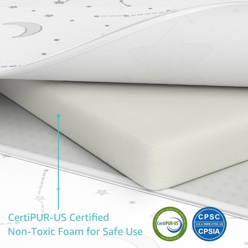 YENING Pack and Play Mattress Topper Baby Pack N Play Mattresses for Playpen and Playard with Washable Cover 38"x26"x1", 1 Pack Firm Foam - Image 3