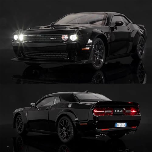 ERBADIHAGO Toy Car Model 1/32 Challenger Hellcat Alloy Model Car with Light and Sound Collectible Model Cars Pull Back Toy Vehicles for Boys Children Age 3 + Year Old - Image 2