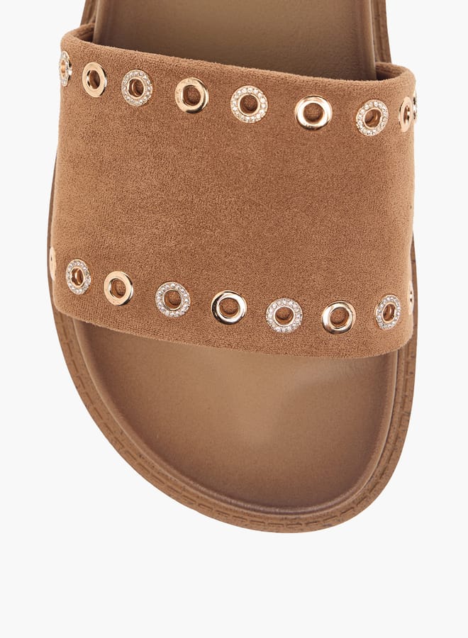 سيليست صنادل نسائية مسطحة سهلة الارتداء بتفاصيل دانتيل - Image 3