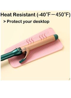 Generic Heat Resistant Silicone Mat with Hanging Hole Design, Straightener Heat Resistant Travel Mat & Pouch for Curling Iron, Hair Straightener, Flat Iron and Other Hot Hair Styling Tools, 11X5 Inches, Pink  - Image 3