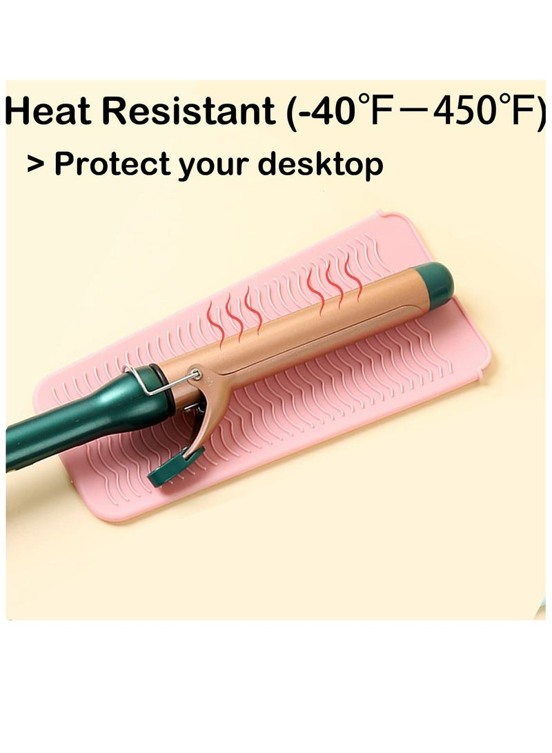Heat Resistant Silicone Mat with Hanging Hole Design, Straightener Heat Resistant Travel Mat & Pouch for Curling Iron, Hair Straightener, Flat Iron and Other Hot Hair Styling Tools, 11X5 Inches, Pink - Image 3