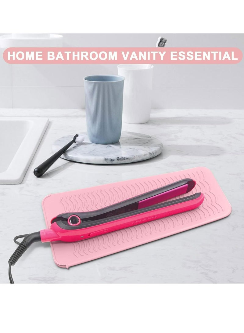 Heat Resistant Silicone Mat with Hanging Hole Design, Straightener Heat Resistant Travel Mat & Pouch for Curling Iron, Hair Straightener, Flat Iron and Other Hot Hair Styling Tools, 11X5 Inches, Pink - Image 5