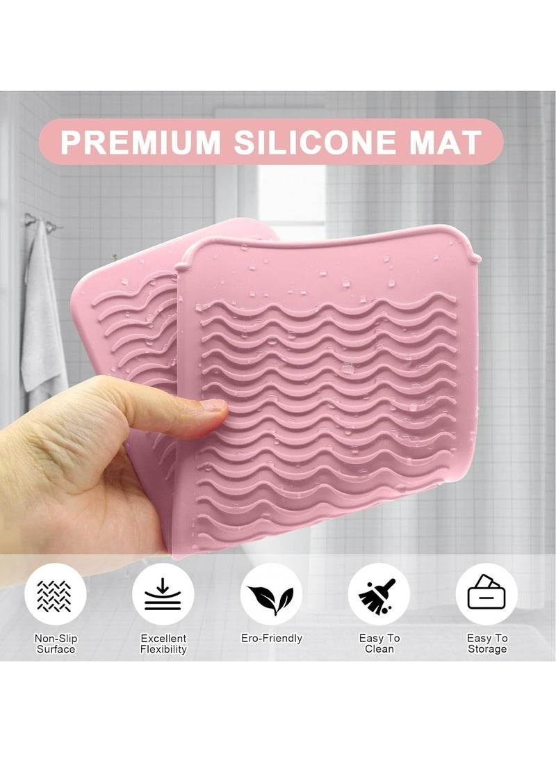 Heat Resistant Silicone Mat with Hanging Hole Design, Straightener Heat Resistant Travel Mat & Pouch for Curling Iron, Hair Straightener, Flat Iron and Other Hot Hair Styling Tools, 11X5 Inches, Pink - Image 4
