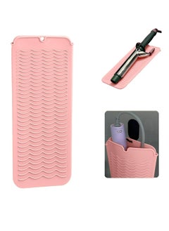 Generic Heat Resistant Silicone Mat with Hanging Hole Design, Straightener Heat Resistant Travel Mat & Pouch for Curling Iron, Hair Straightener, Flat Iron and Other Hot Hair Styling Tools, 11X5 Inches, Pink  - Image 1