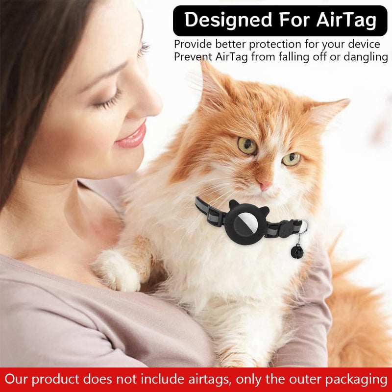 Qpets® ® Cat Collar with Bell, Cute Cat Collar with Silicone Airtag Holder & Quick Release Button & Safe Night Reflective - Image 4