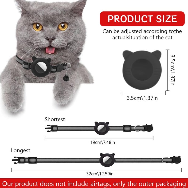 Qpets® ® Cat Collar with Bell, Cute Cat Collar with Silicone Airtag Holder & Quick Release Button & Safe Night Reflective - Image 2
