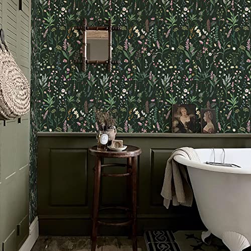JiffDiff 17.3'' x 393.7" Floral Peel and Stick Wallpaper Vinyl Flower Wallpaper Vintage Vinyl Peel and Stick Wall Paper for Kitchen Cabinet Furniture Renter Friendly (Covers 47.4 Sq Ft) - Image 5