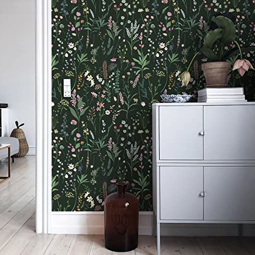 JiffDiff 17.3'' x 393.7" Floral Peel and Stick Wallpaper Vinyl Flower Wallpaper Vintage Vinyl Peel and Stick Wall Paper for Kitchen Cabinet Furniture Renter Friendly (Covers 47.4 Sq Ft) - Image 2