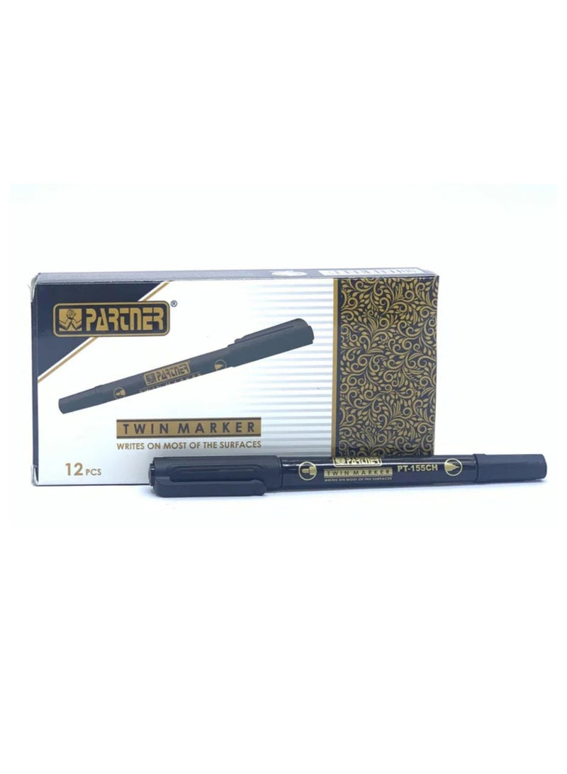 Partner Twin Marker - Pack of 12 Pieces (Black) - Image 1