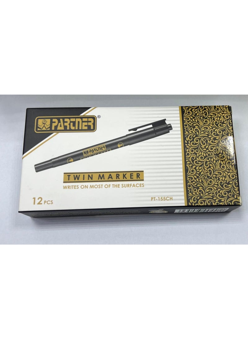 Partner Twin Marker - Pack of 12 Pieces (Black) - Image 3