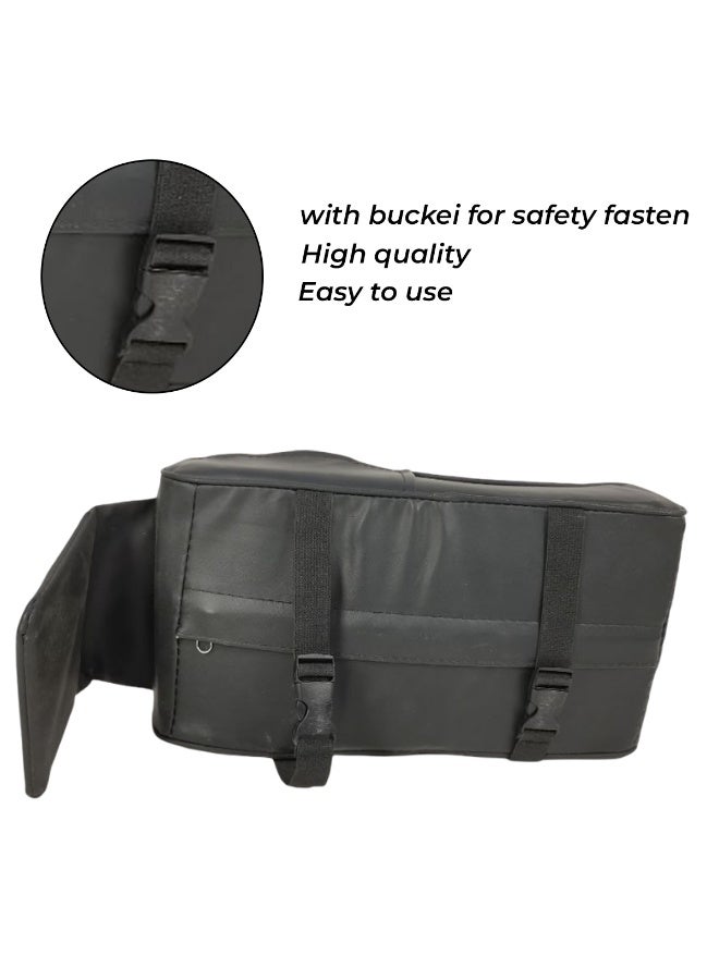 MOB Universal Car Armrest Cushion with Memory Foam Support Black Quilted PU Leather Center Console Armrest Pad with Extended Wrist Support Comfortable Elbow Rest, Pressure Relief, Waterproof, Anti-Slip Adjustable Straps Fits Cars, SUVs, MPVs, Trucks - Image 4