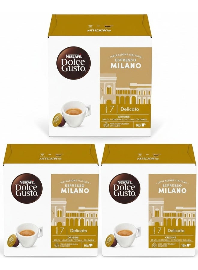 Nescafe Dolce Gusto Espresso Milano Delicato 16 Coffee 297.2grams Pack of 3 - Image 1