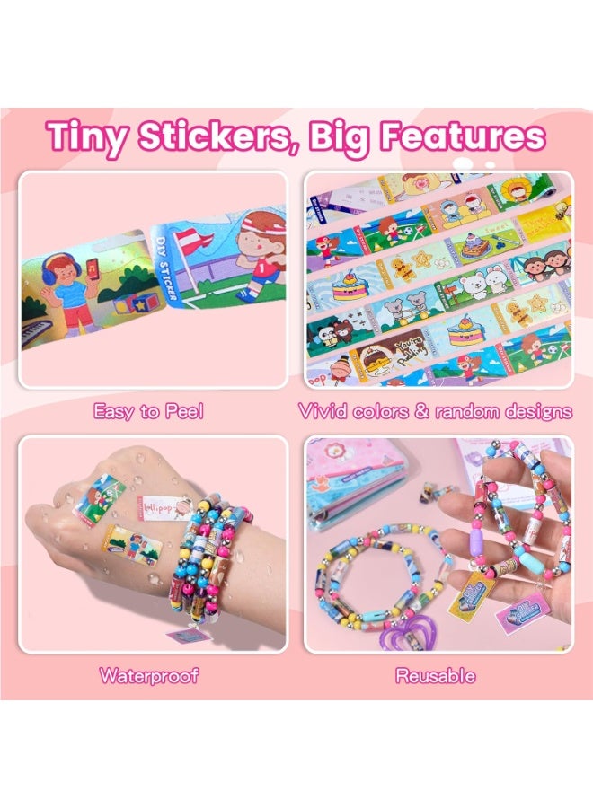 Kids Sticki Rolls Sticki Station, DIY Sticker Rolls Bracelet for Kids 160Pcs Cartoon Stickers Included, DIY Sticker Bracelet Making Kit with Spacer Beads & Charms for Children's Gift, Assorted Colours and Styles, Packaging May Vary - Image 4