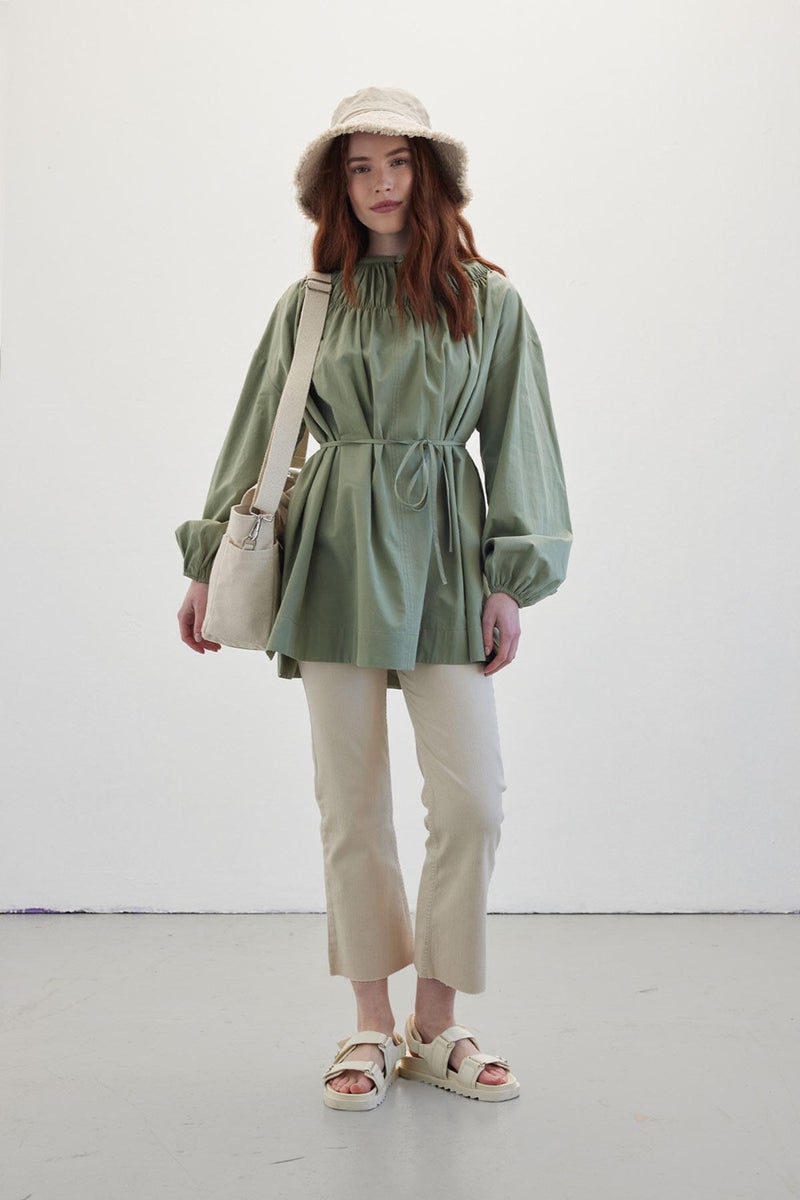 Manuka Gathered Collar Tunic Green  - Image 2