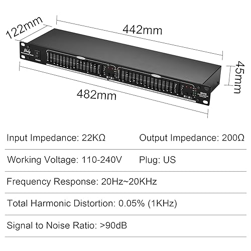 Btuty Audio Equalizer EQ-215 Dual Channel 15-Band Equalizer 1U Rack Mount 2-channel Stereo Graphic Equalizer Stereo Equalizer Graphic Equalizer - Image 2