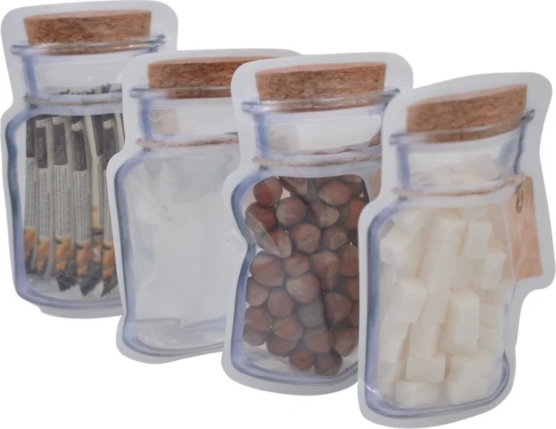 Rennway Jar Appearance Ziplock Storage Bag with Snap Fasteners and Practical Bag