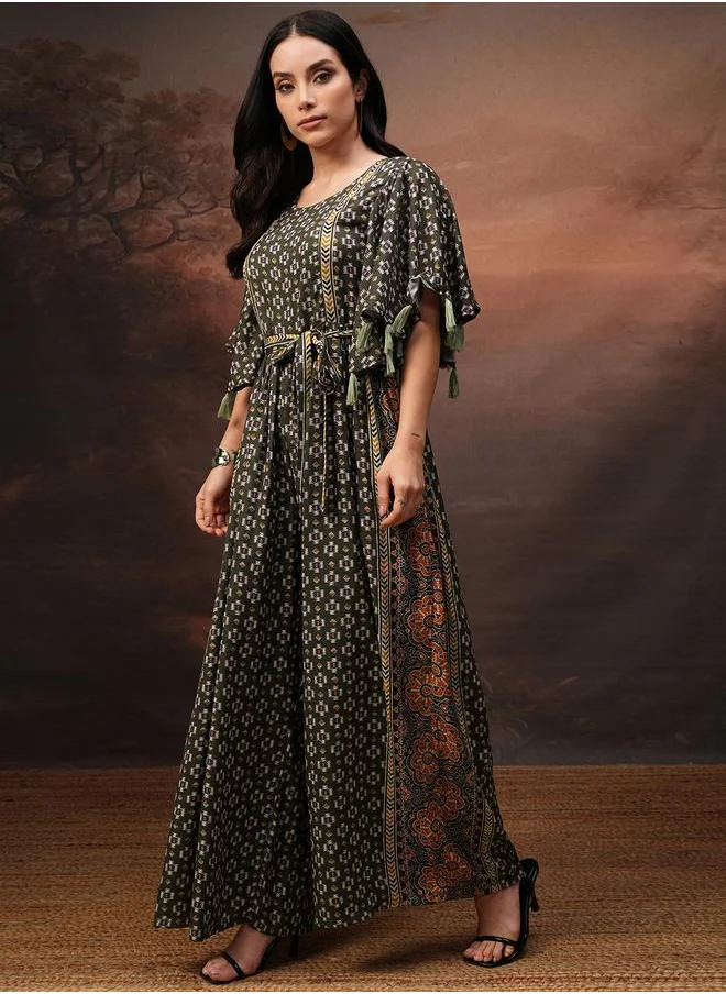 Vishudh Vishudh Women Green Wide Leg Printed Jumpsuit