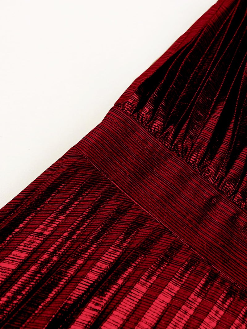 AOMEI Women's Wine Luxury Metallic One Shoulder Sleeveless Elegant Pleated Long Dress (S,Small) - Image 4