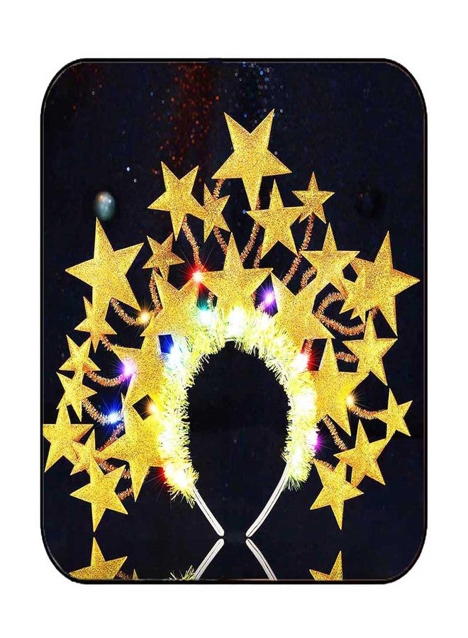 GORTIN Light up Stars Headband LED Headpiece Glowing Costume Headwear Rave Christmas Hair Accessories for Women (Gold) - Image 1