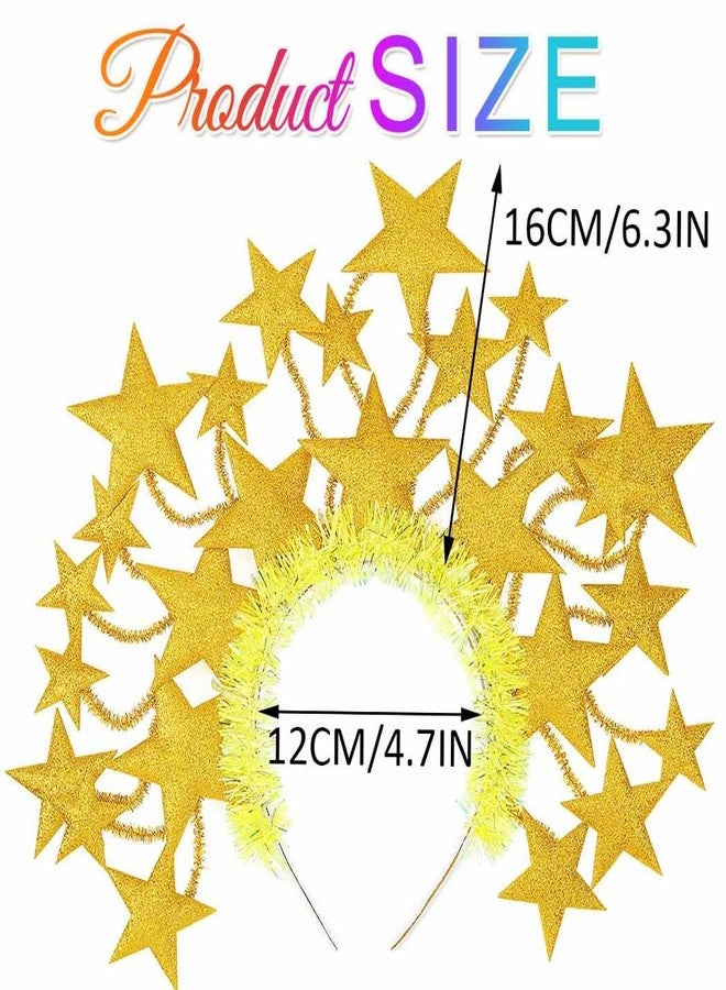 GORTIN Light up Stars Headband LED Headpiece Glowing Costume Headwear Rave Christmas Hair Accessories for Women (Gold) - Image 3