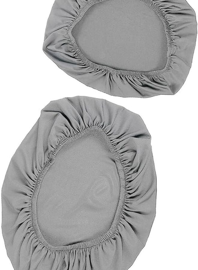 غطاء مقعد مرحاض ناعم رمادي 2 قطعة غطاء حوض واقي من قماش البوليستر ستايلات الحمام - Image 2